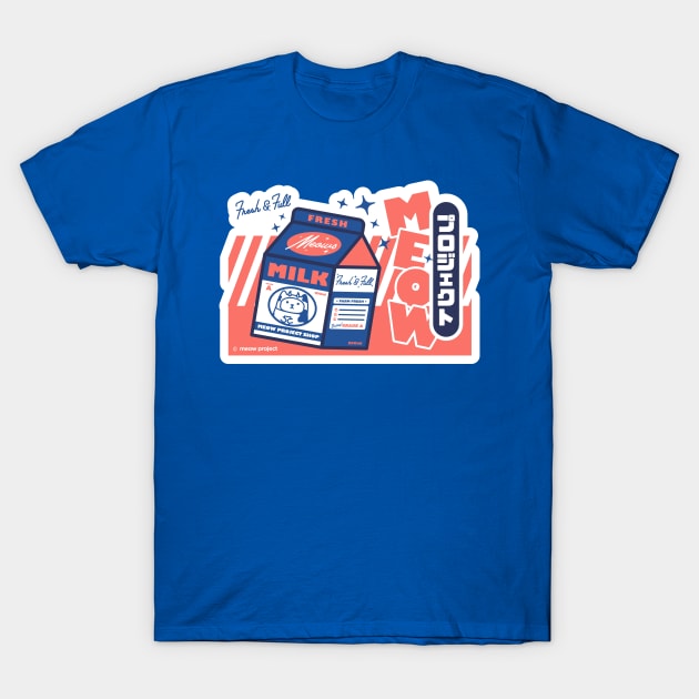 Red and Blue Milk Carton Cat T-Shirt by meowproject